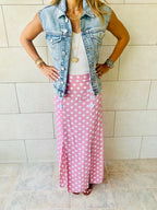 Pink Polka Button Skirt