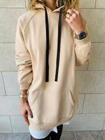 Beige Effortless Longline Hoodie