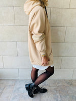Beige Effortless Longline Hoodie