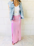 Pink Polka Button Skirt