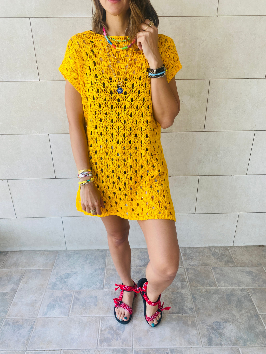 Yellow Crochet Beach Top