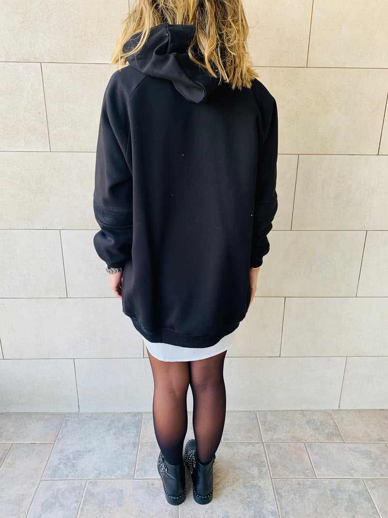 Black Effortless Longline Hoodie