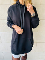 Black Effortless Longline Hoodie