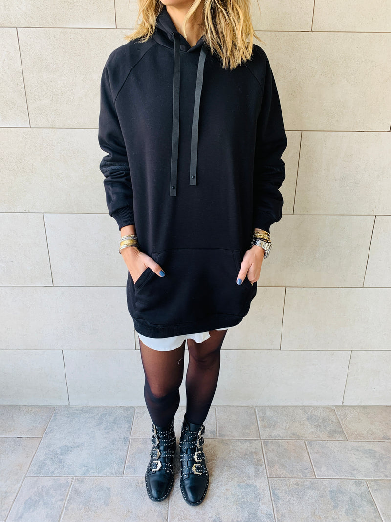 Black Effortless Longline Hoodie