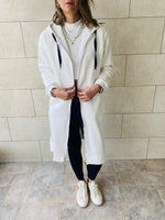 White Sweat Zip Up Duster