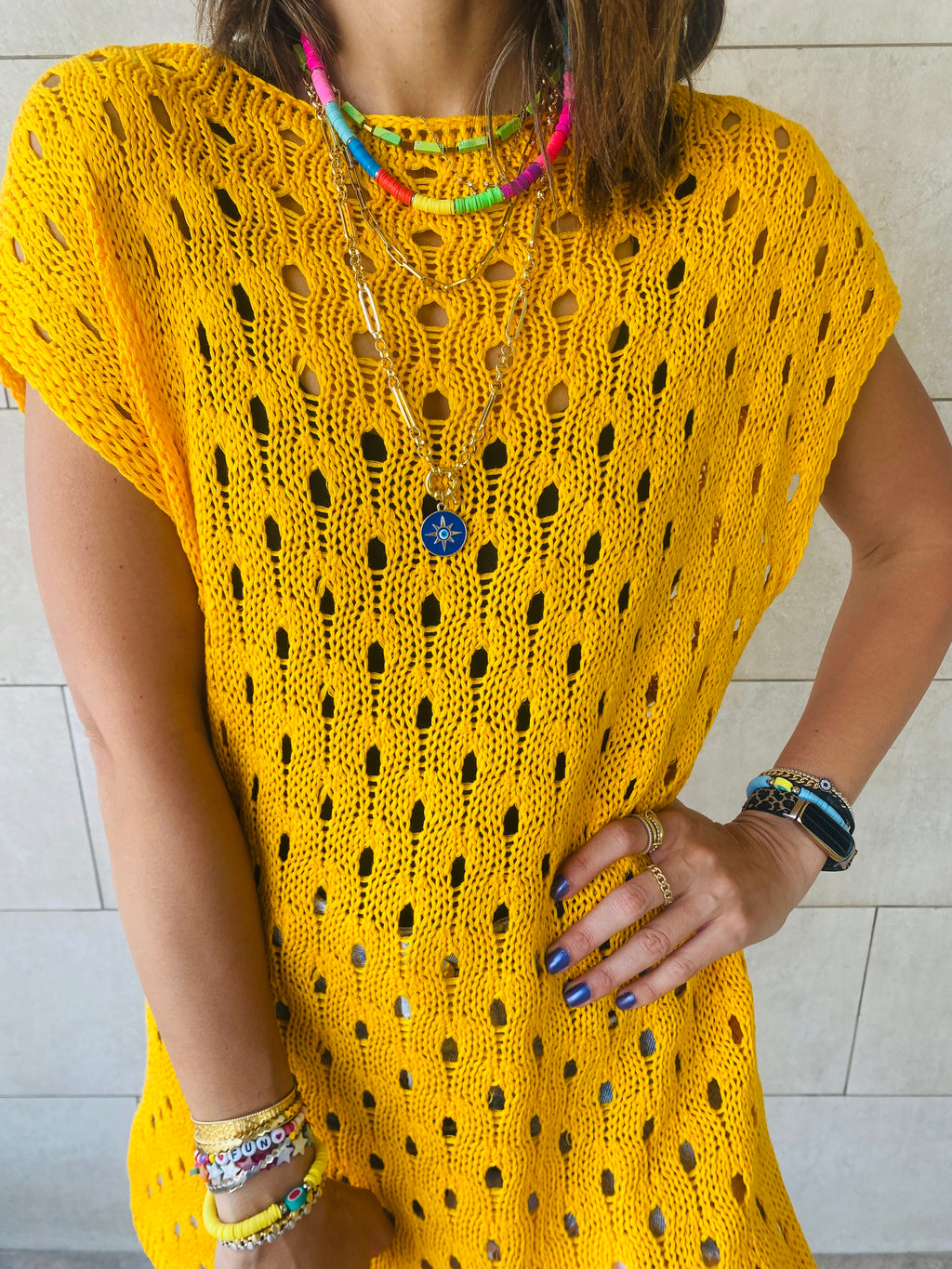 Yellow Crochet Beach Top