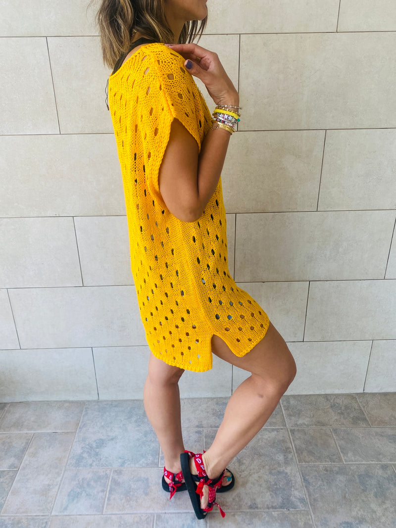 Yellow Crochet Beach Top