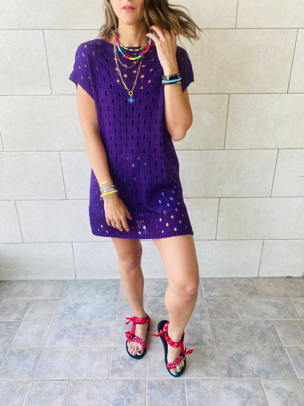 Purple Crochet Beach Top