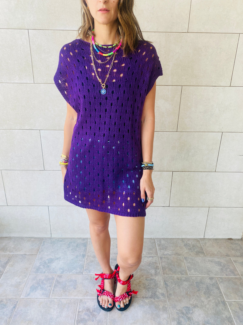 Purple Crochet Beach Top