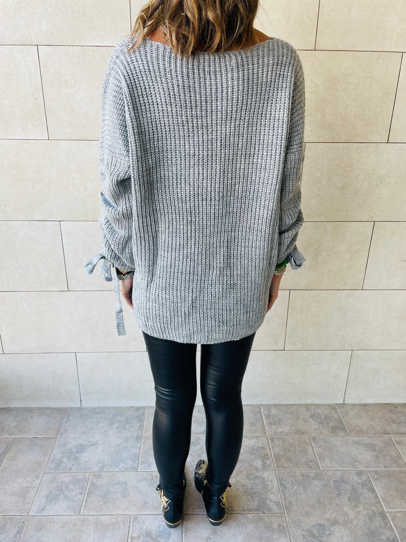Grey Drawstring Pullover