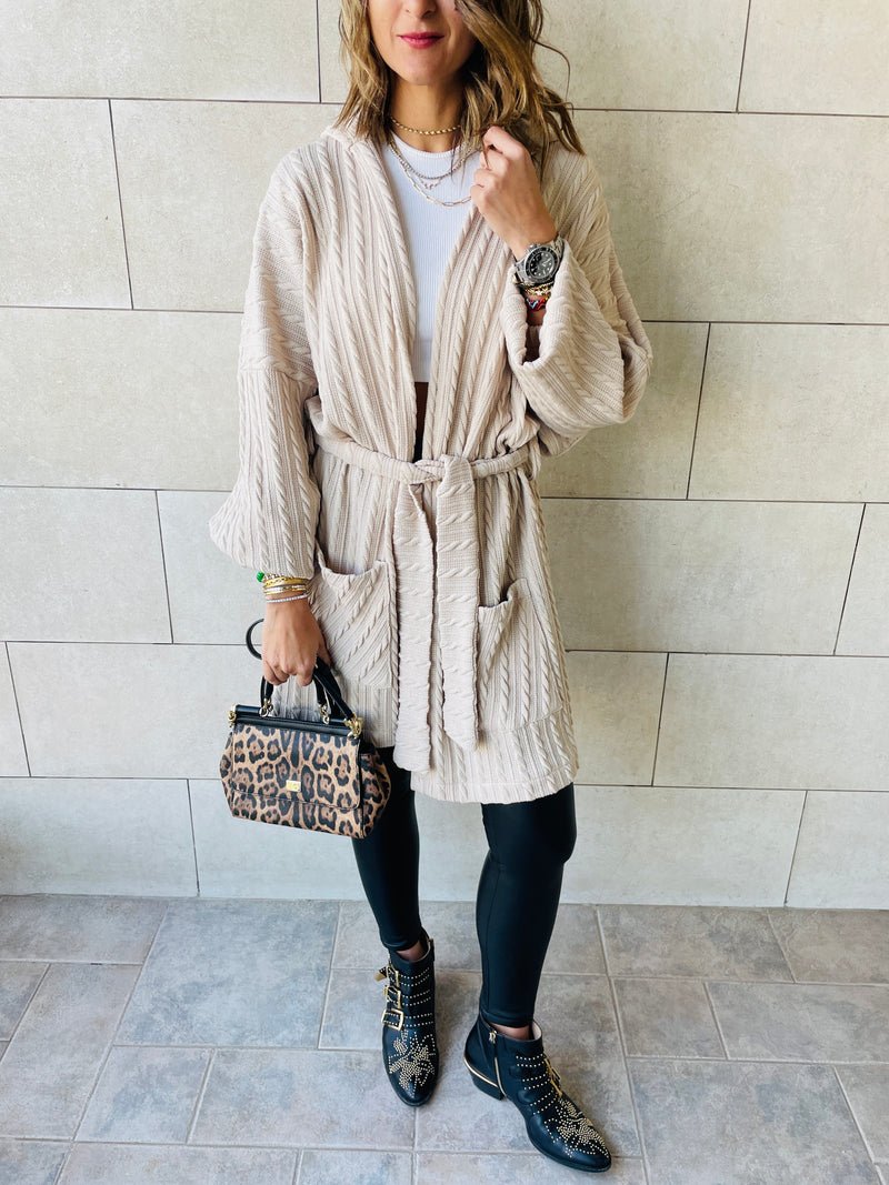 Beige Robe Cardigan