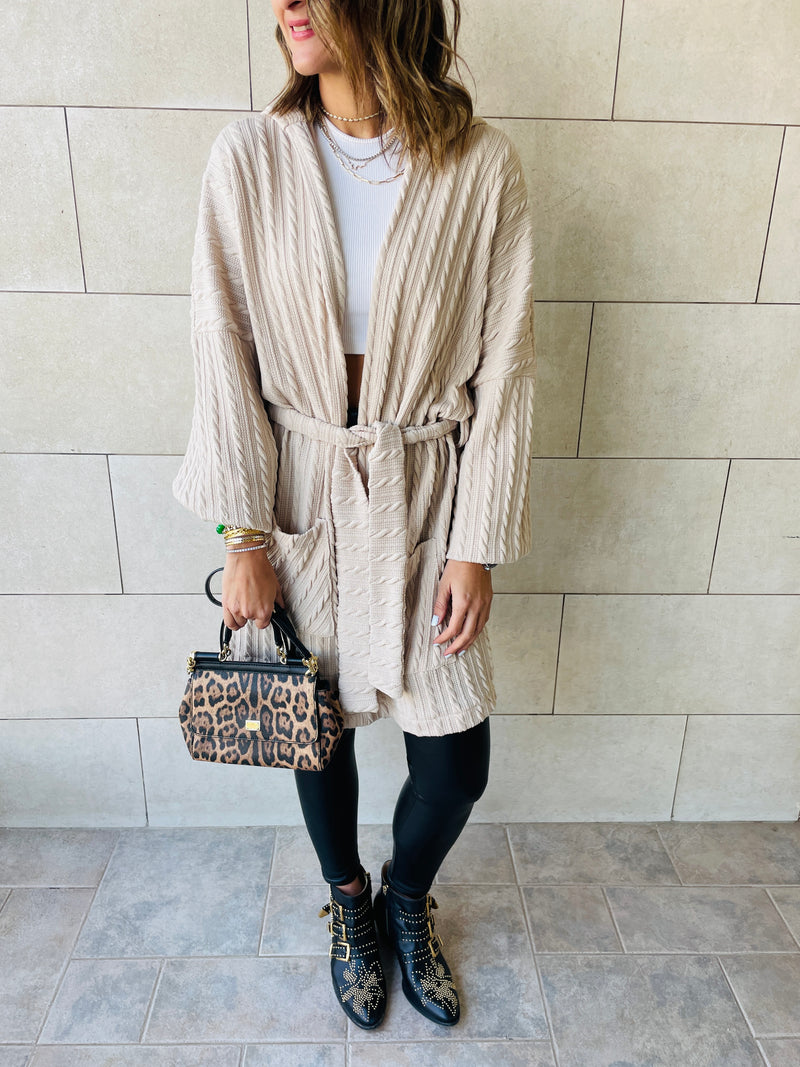Beige Robe Cardigan