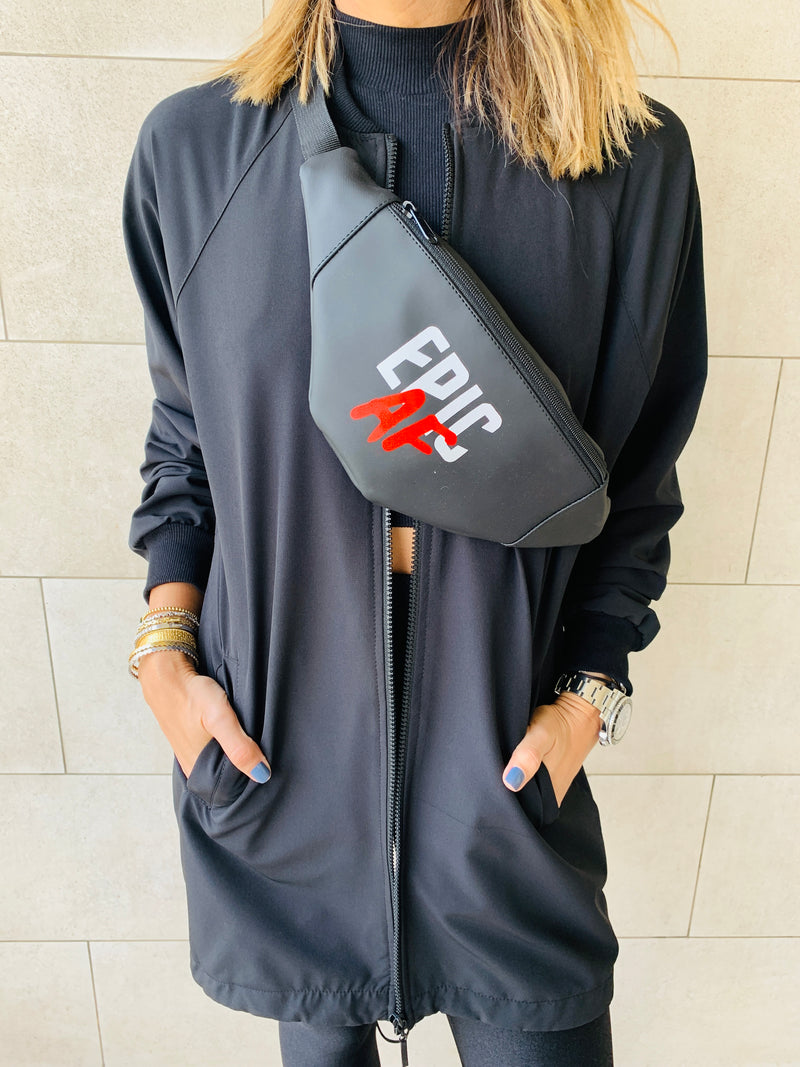 Black Longline Waterproof Windbreaker