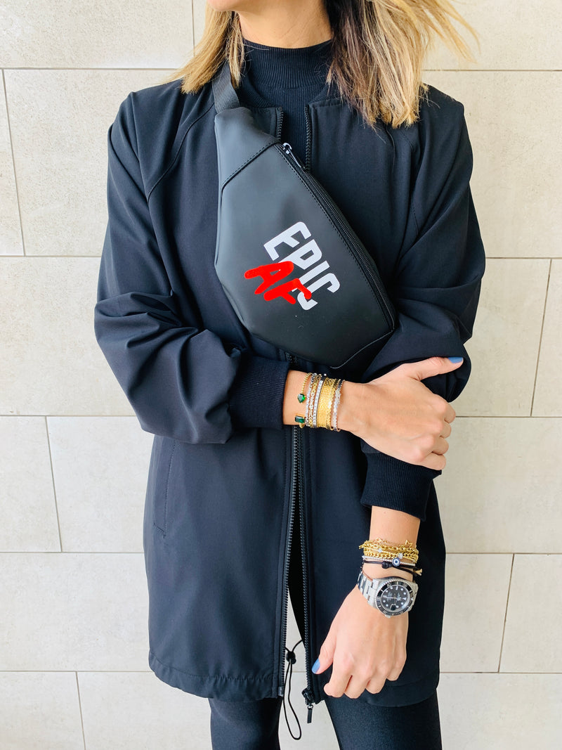Black Longline Waterproof Windbreaker