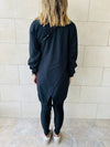 Black Longline Waterproof Windbreaker