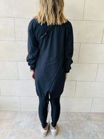 Black Longline Waterproof Windbreaker