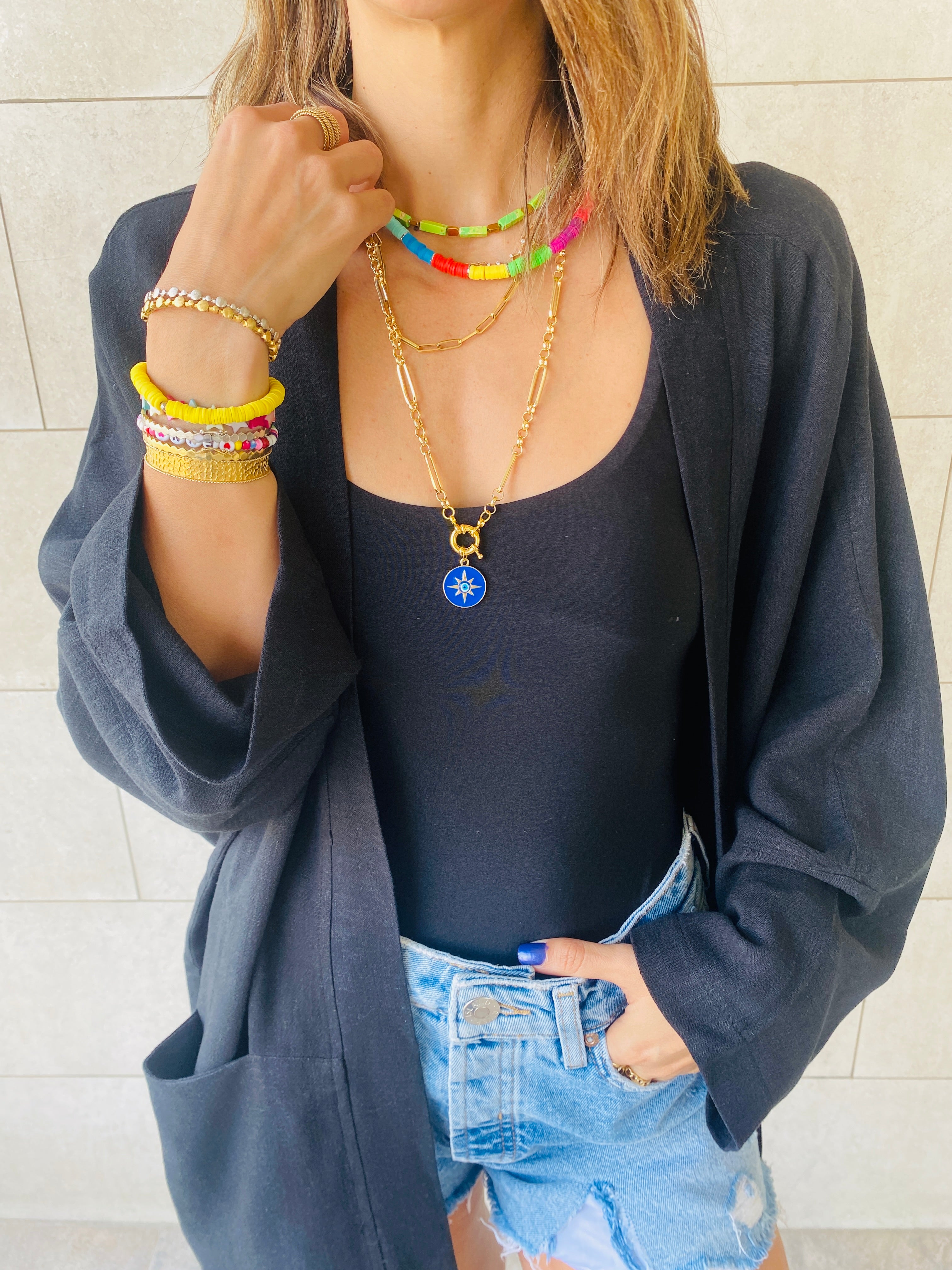 Black Tassel Trim Kimono