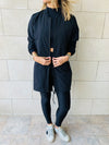 Black Longline Waterproof Windbreaker