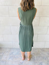 Olive Wrap Plisse Dress
