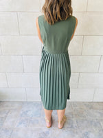Olive Wrap Plisse Dress