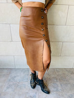 Copper Leather Skirt