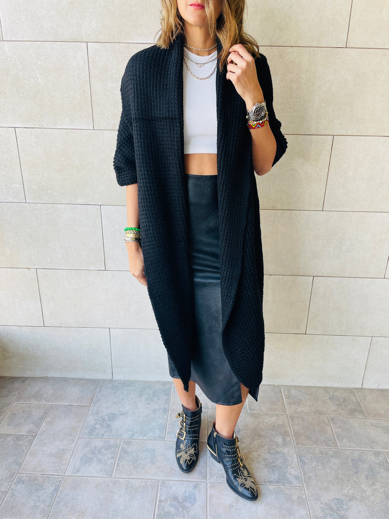 Black Shawl Knit vest