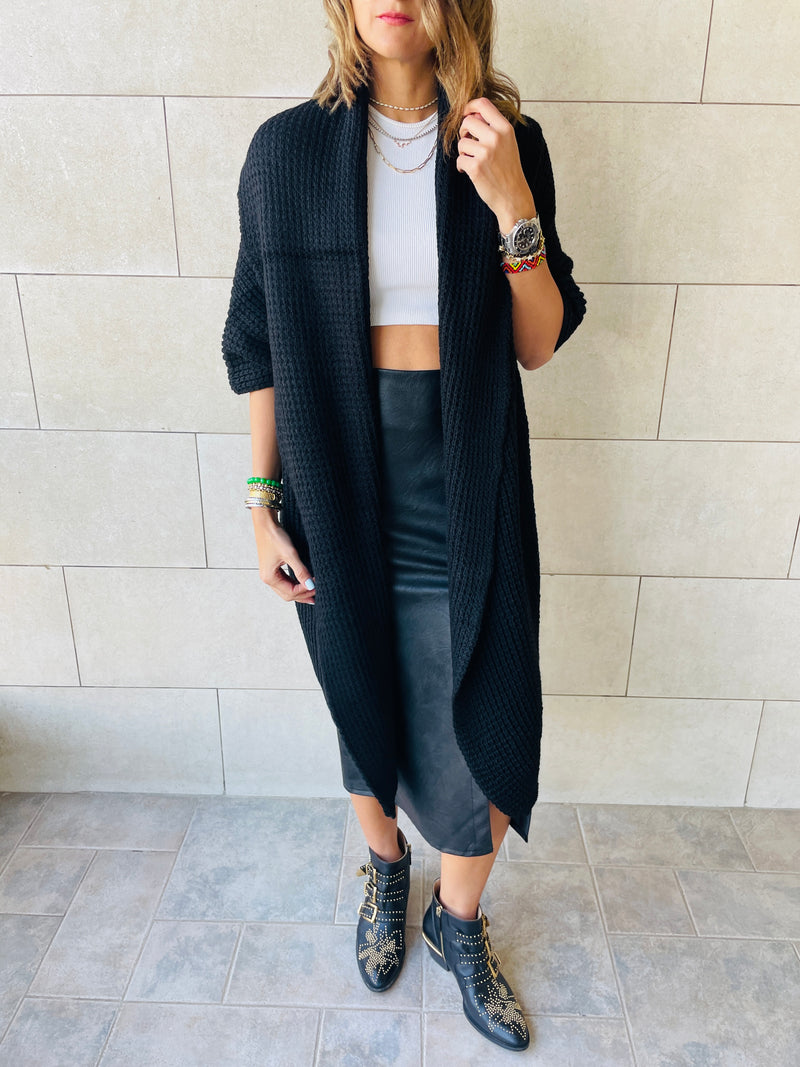 Black Shawl Knit vest