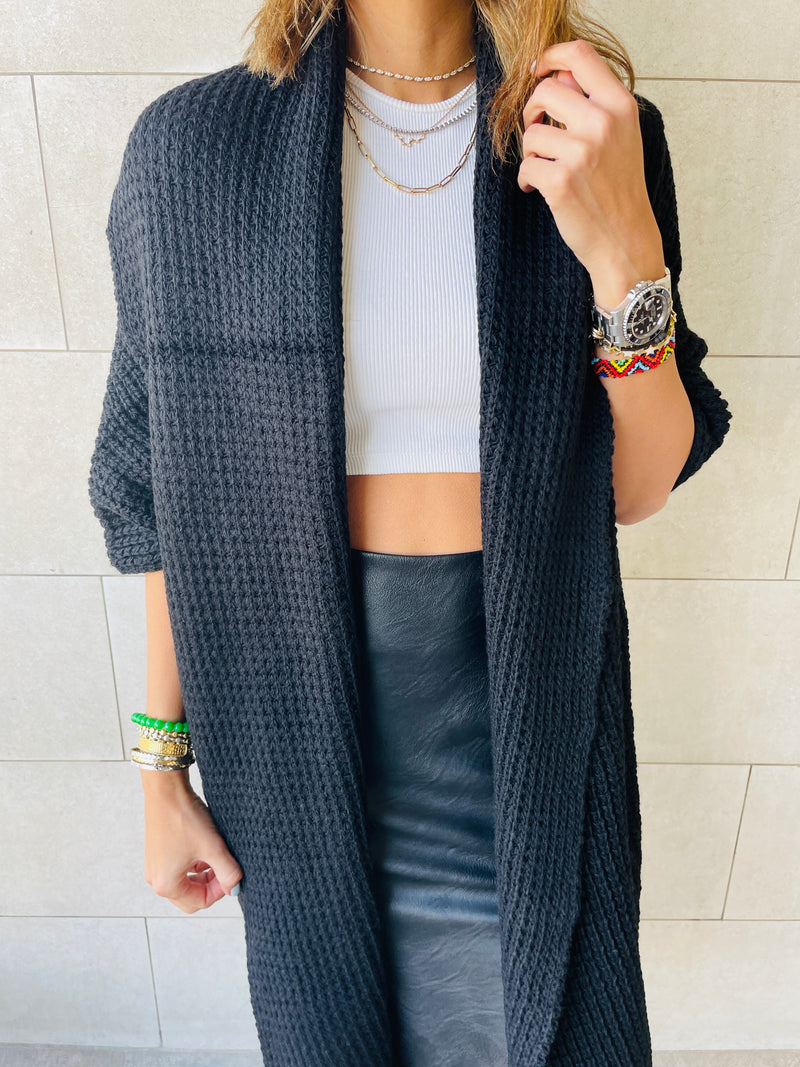 Black Shawl Knit vest