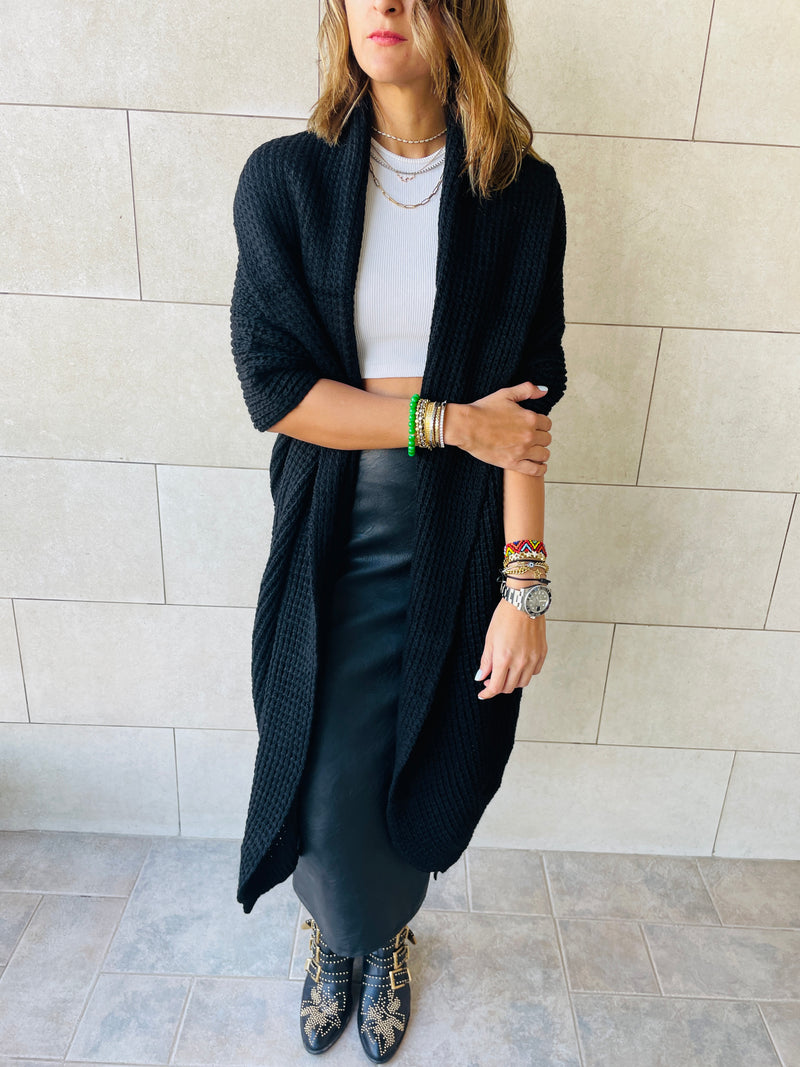 Black Shawl Knit vest