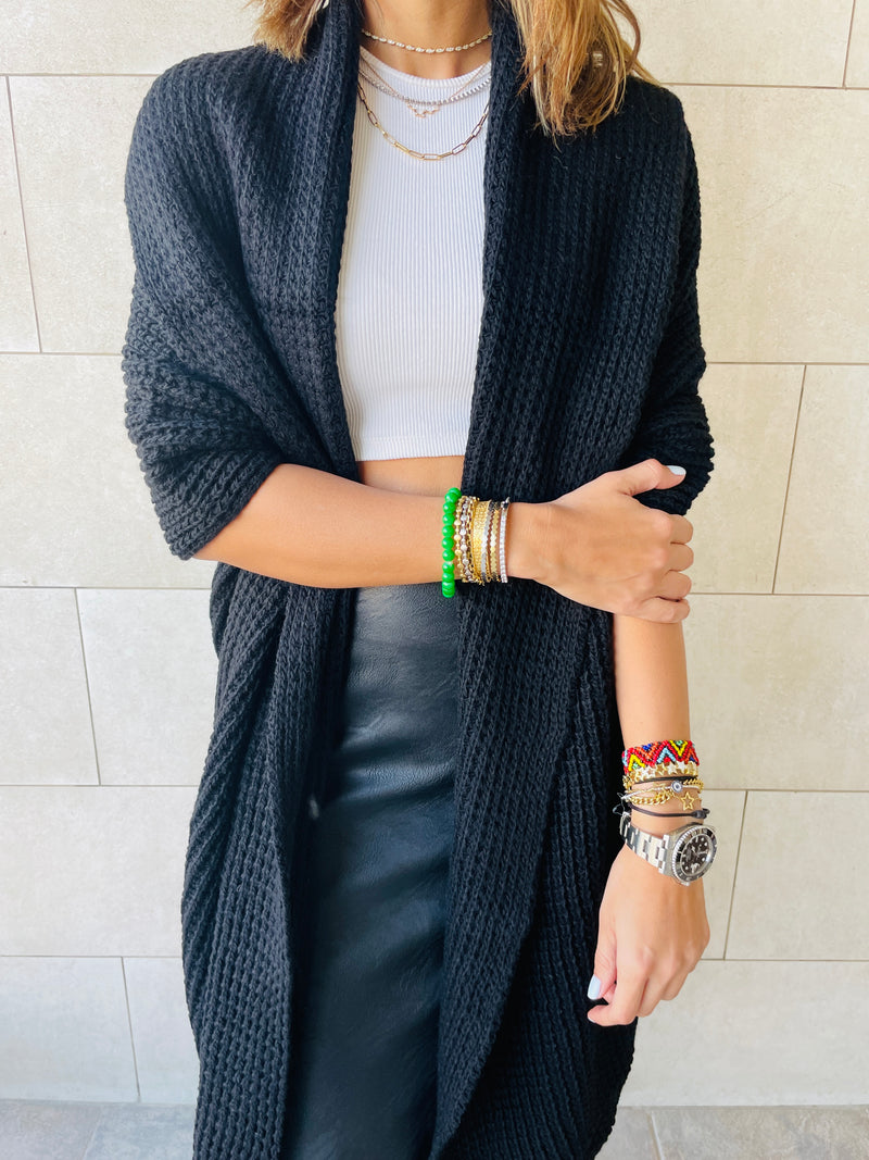 Black Shawl Knit vest