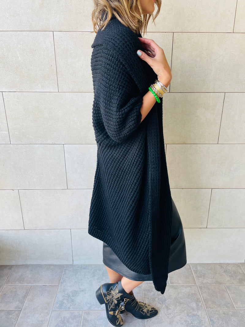 Black Shawl Knit vest
