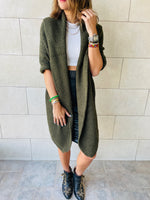Olive Shawl Knit vest