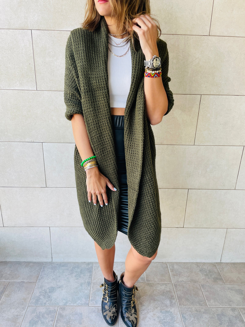 Olive Shawl Knit vest
