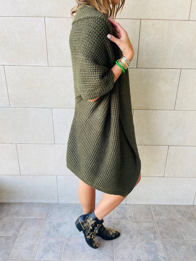 Olive Shawl Knit vest