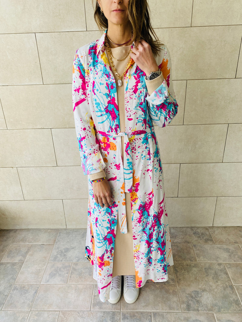 White Paint Splatter Open Shirt
