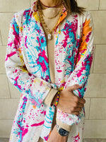 White Paint Splatter Open Shirt