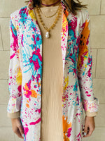 White Paint Splatter Open Shirt