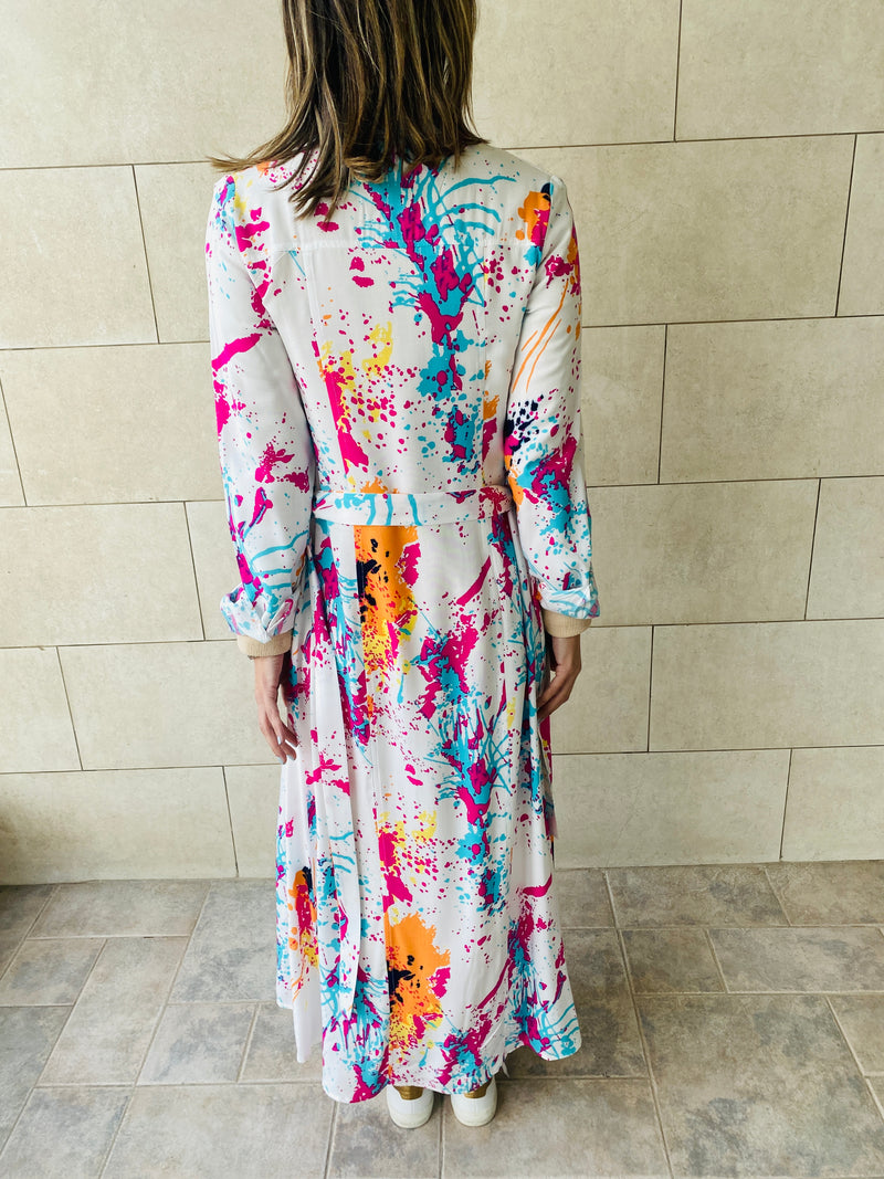 White Paint Splatter Open Shirt