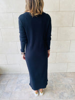Black Long Sleeve Ribbed Dress
