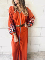 Rust Marrakech Embroidered Dress