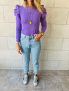 Lilac Ribbed Feather Knit