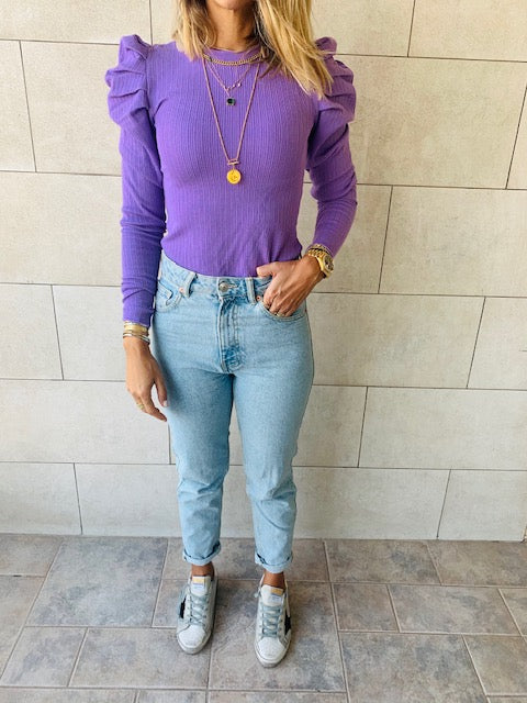 Lilac Ribbed Feather Knit