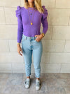 Lilac Ribbed Feather Knit