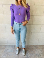 Lilac Ribbed Feather Knit