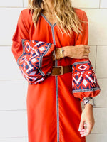 Rust Marrakech Embroidered Dress