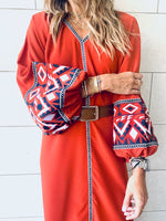 Rust Marrakech Embroidered Dress