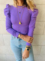 Lilac Ribbed Feather Knit