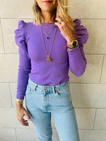 Lilac Ribbed Feather Knit