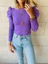Lilac Ribbed Feather Knit