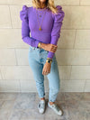 Lilac Ribbed Feather Knit